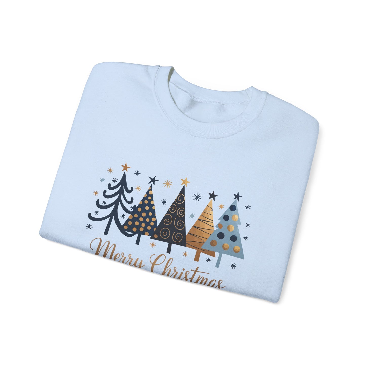 Merry & Bright Navy Gold Chic Holiday Christmas Tree Sweatshirt