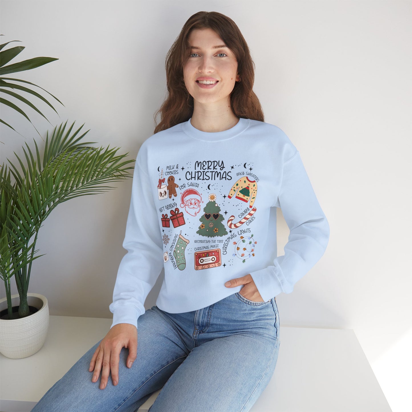 Fun Holiday Icon Nostalgic Christmas Doodle Sweatshirt