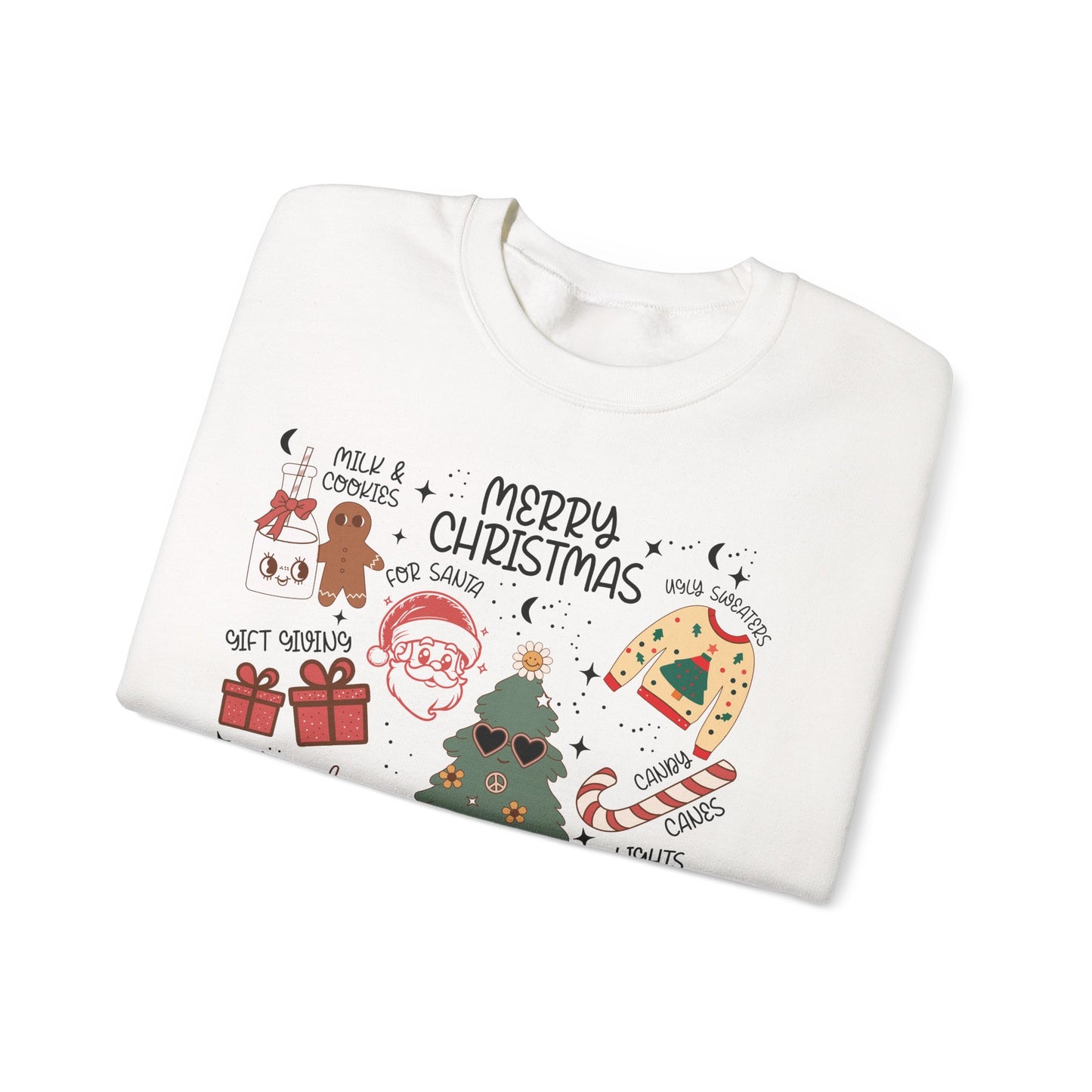 Fun Holiday Icon Nostalgic Christmas Doodle Sweatshirt