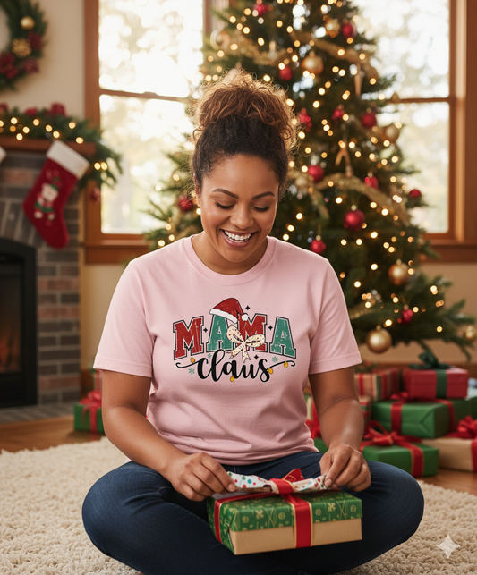 MAMA Claus T-Shirt | Cute Christmas Mom Graphic Tee