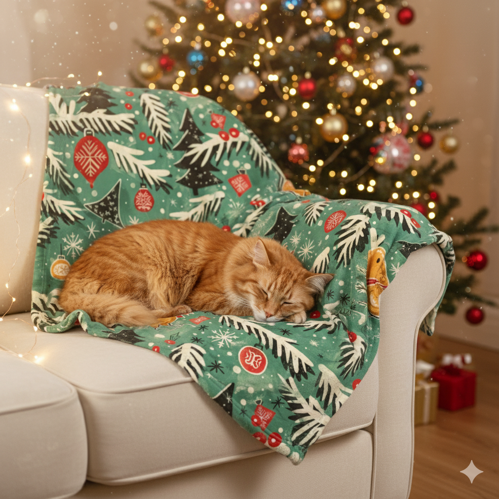 The "Sugar & Spice" Cozy Christmas Blanket - Gingerbread & Forest Pattern for Family Snuggles