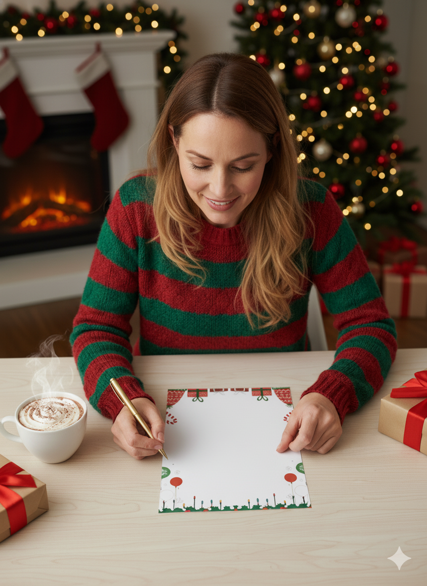 Christmas Lights & Ornaments Page Border