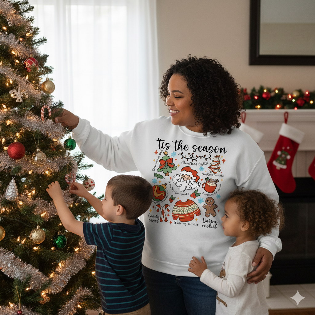 Tis The Season For Chaos' Cozy Holiday Christmas Doodle Sweatshirt