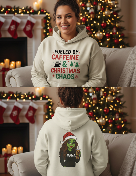 Funny Holiday  Christmas Chaos Coffee Lover Mama Hoodie